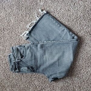 FASHION NOVA Womens Acid Washed Black High Waisted Cropped Wide Legged Jeans